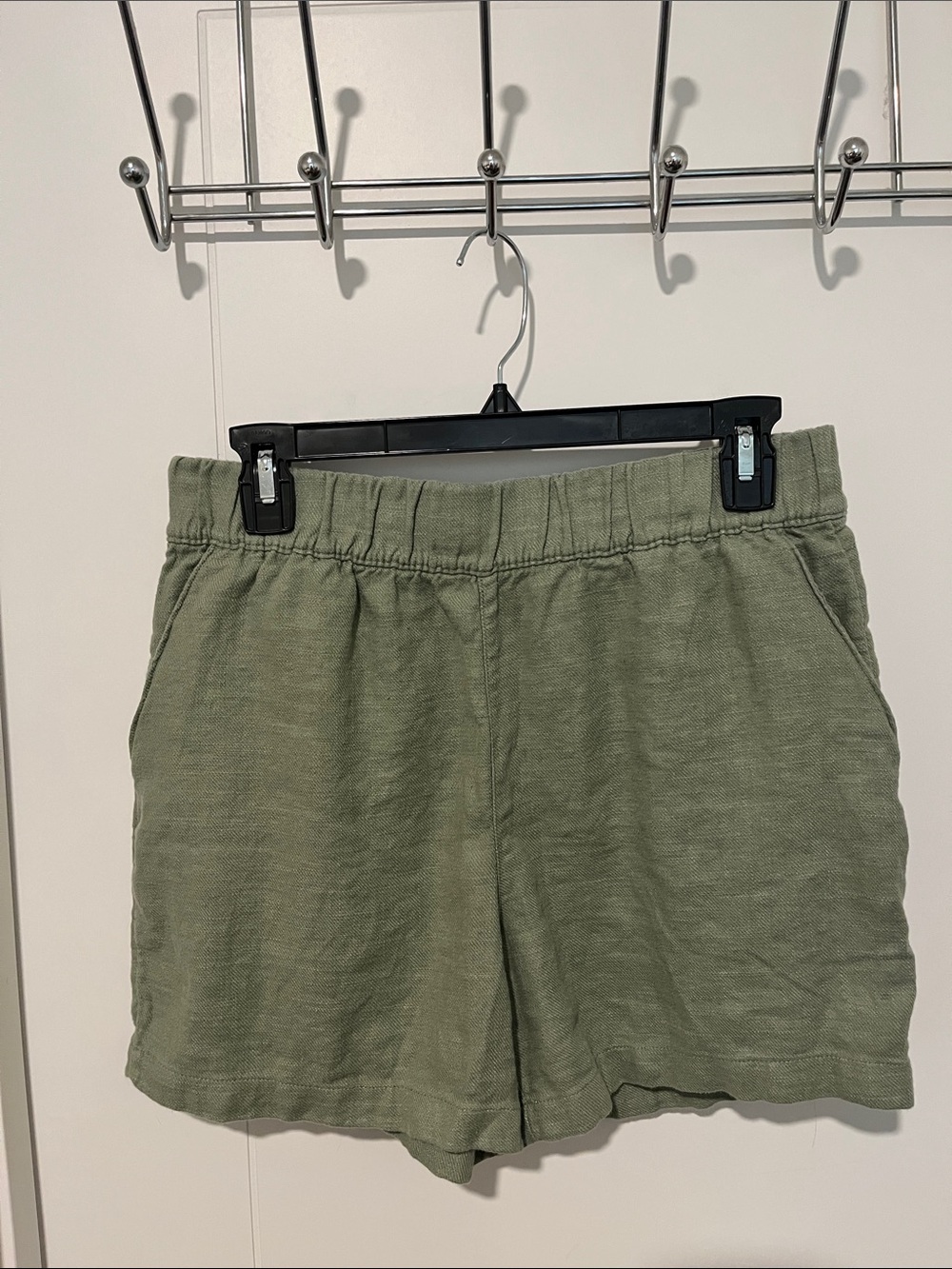 Blanknyc Green Linen Blend Casual Elastic-Waist Shorts Coastal Boho Resort